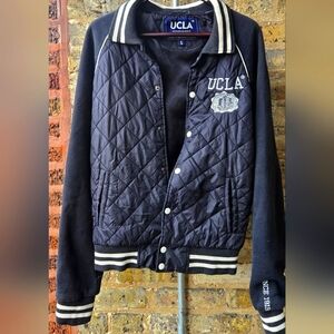 UCLA Vintage Crew team College Varsity Black Quilted Jacket small
